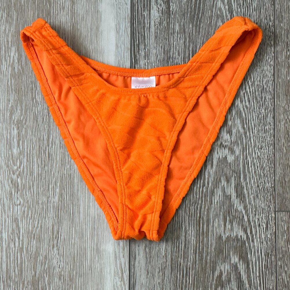 Xhilaration Swimwear Sz S Bikini Bottom Orange Textured Material